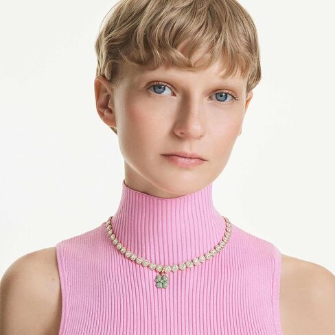 Swarovski Idyllia charm, Clover, Green, Gold-tone plated in Saudi Arabia