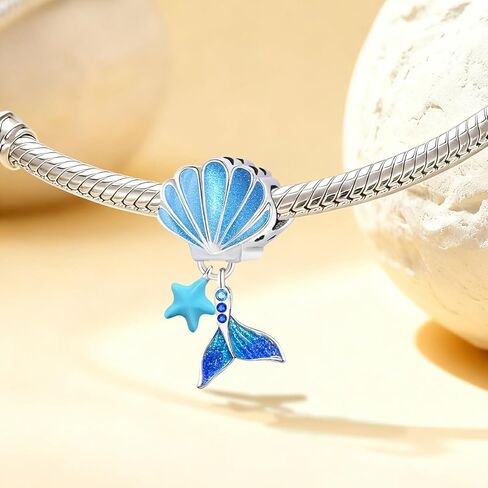 1Pc 925 Silver Fashionable Leisure Blue Starfish Series bead Pendant Fit DIY Jewelry Matching And Daily Outfit Decoration Gift For Women Gifts For Mom Party Favors in Kuwait