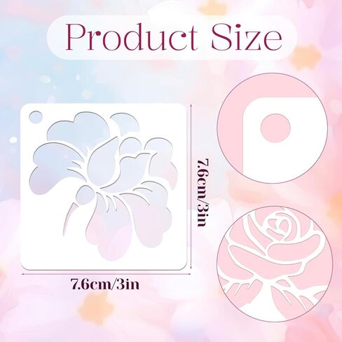 20 Pcs Flower Painting Stencils Flower Stencils for Wood Reusable Flowers Stencil Templates Drawing Crafts Stencil for Painting on Wood Floor Wall Door Canvas Home Decoration in Kuwait