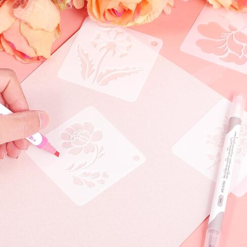 20 Pcs Flower Painting Stencils Flower Stencils for Wood Reusable Flowers Stencil Templates Drawing Crafts Stencil for Painting on Wood Floor Wall Door Canvas Home Decoration in Kuwait