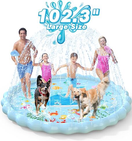 EPN Splash Pad, Extra Large Sprinkler Play Mat Fun for Kids, Thicker Summer Outdoor Water Toys Toddler Pool for 3-12 Years Old Children Boys & Girls (102.3") in Saudi Arabia