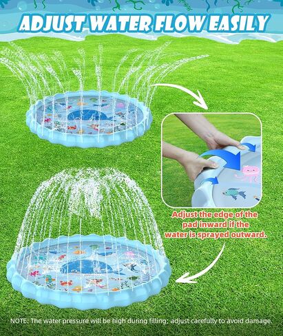EPN Splash Pad, Extra Large Sprinkler Play Mat Fun for Kids, Thicker Summer Outdoor Water Toys Toddler Pool for 3-12 Years Old Children Boys & Girls (102.3") in Saudi Arabia