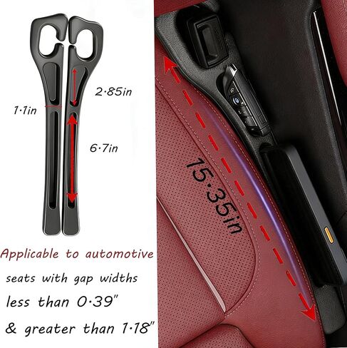 Seat Gap Filler - 2 PCS Car Seat Gap Filler Organizer for Storing Phones Keys Cards, Between Seat Car Gap Filler for Cars & SUVs (Black) in Saudi Arabia