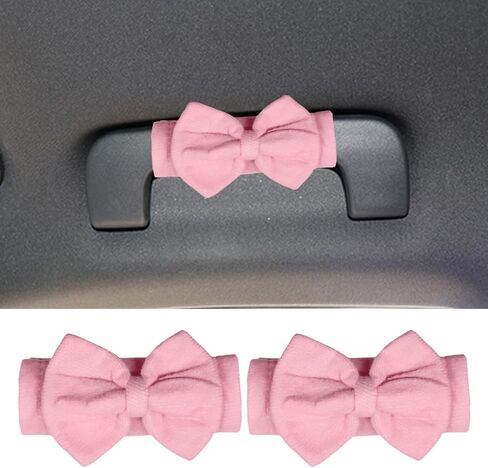 2PCS Cute Bow Car Inside Door Handle Protector, Anti-Scratch Car Inner Front Rear Door Pull Handle Cover, Universal Vehicle Interior Decorative Accessories for Cars Trucks SUVs(Pink) in Kuwait