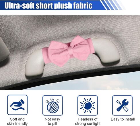 2PCS Cute Bow Car Inside Door Handle Protector, Anti-Scratch Car Inner Front Rear Door Pull Handle Cover, Universal Vehicle Interior Decorative Accessories for Cars Trucks SUVs(Pink) in Kuwait