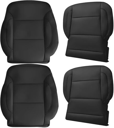 Driver Side Top & Bottom PERF Leather Seat Cover Black Compatible with Chevy Silverado Yukon Sierra 2015, 2016, 2017, 2018, 2019 in Kuwait