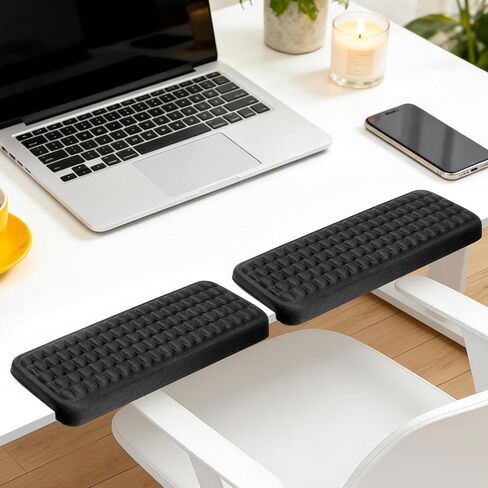 THMINS L-Shaped Desk armrest, Set of 2 with Memory Foam Wrist and Elbow Support, Ergonomic armrest for Desk Edge, Removable, Non-Slip – Black in Saudi Arabia