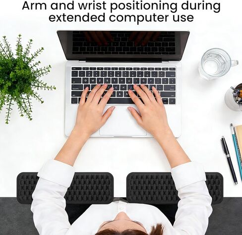 THMINS L-Shaped Desk armrest, Set of 2 with Memory Foam Wrist and Elbow Support, Ergonomic armrest for Desk Edge, Removable, Non-Slip – Black in Saudi Arabia