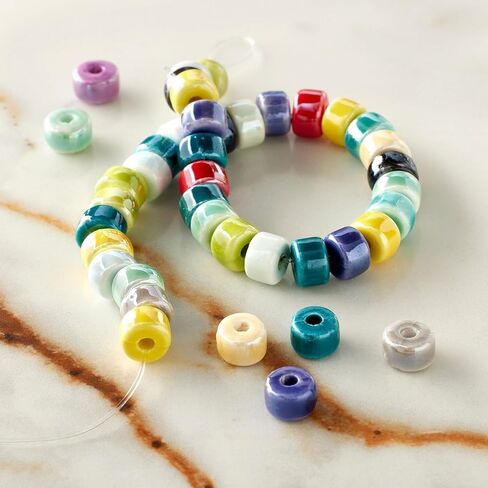 Bead Landing Multicolor Ceramic Heishi Beads (4mm x 6mm) – Assorted Color Beads for Jewelry Making, Bracelets, Necklaces & DIY Crafts, 12 Pack in Kuwait