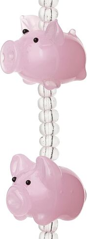 Bead Landing Pink Pig Glass Lampwork Beads – 20mm Animal-Shaped Glass Beads for Bracelets, Earrings & DIY Jewelry Making, 12 Pack in Kuwait