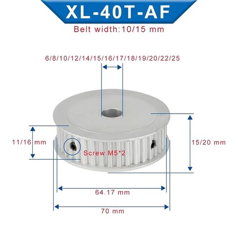 بكرة التوقيت XL 40T تتحمل 8/10/12 مم عرض حزام الألومنيوم 15 مم 1 قطعة (30 × 8 × 3.3 مم) in Kuwait