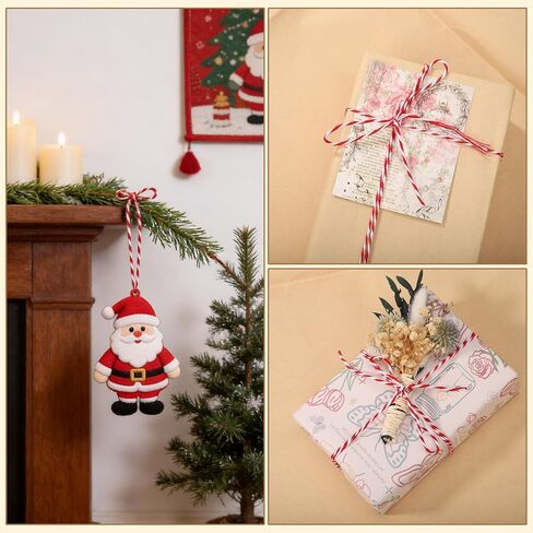 Cotton Twine 1.6mm * 328 Feet Long White and Red - Cord for Gifts Wrapping, Knitting Crafts, Holiday Decorations, Card Hanging and Kitchen in Kuwait