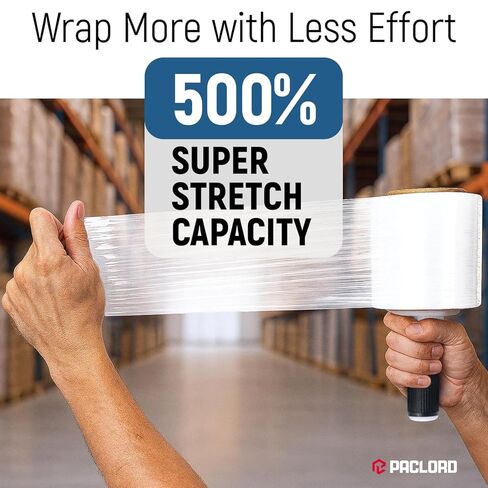 5" x 1000' Industrial Strength Stretch Wrap, Ready to Use Pack of 12 Mini Rolls, Clear Plastic Film, 80 Gauge Thick, 500% Elongation – Heavy-Duty Shrink Wrap for Moving, Packing in Kuwait