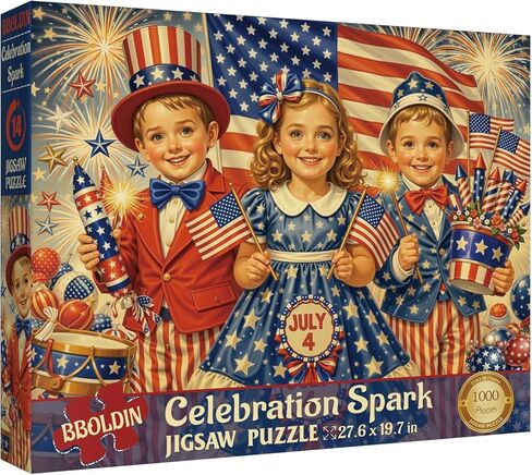 USA 4th of July Puzzles 1000 Pieces for Adult, Patriotic American Flag Jigsaw Puzzle, Vintage Stars and Fireworks Holiday Puzzle in Kuwait
