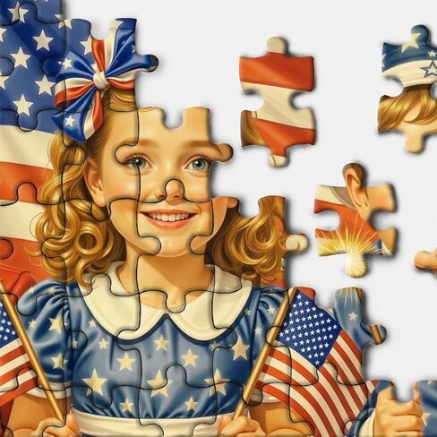 USA 4th of July Puzzles 1000 Pieces for Adult, Patriotic American Flag Jigsaw Puzzle, Vintage Stars and Fireworks Holiday Puzzle in Kuwait