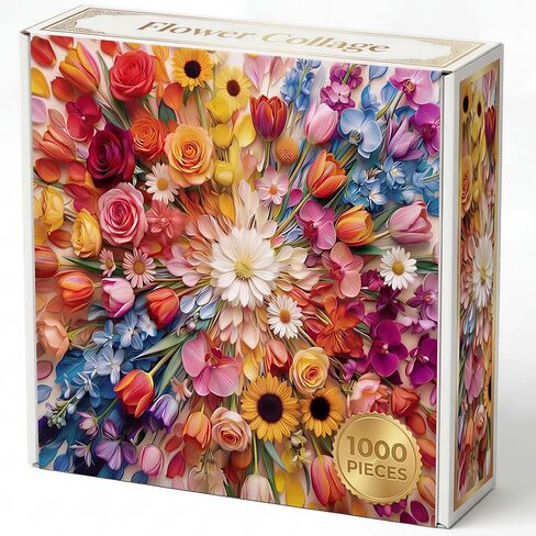 Jigsaw Puzzles 1000 Pieces for Adults- Rainbow Floral Gradient Art Flower Puzzle, Colorful Difficult Challenge Game, Large 23.9x23.9inch in Kuwait