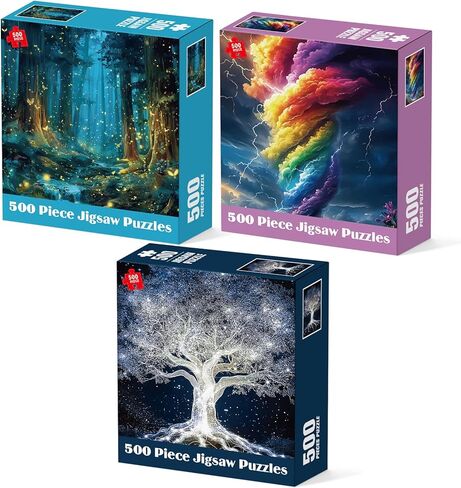 3 Pack Puzzles for Adults 500 Pieces, Charming Big Ben Eiffel Tower Jigsaw Puzzles 500 Pieces, NY Central Park Puzzle for Teens Seniors Fun and Challenging Family Game Great Gift (20.5x15 inches) in Saudi Arabia