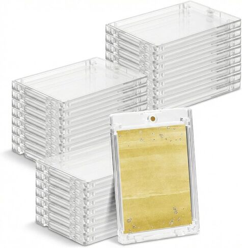 24PCS 130PT Clear Magnetic Card Holders for Trading Cards, Thick Protectors Hard Plastic Magnetic Card Case Sports Football Basketball Top Loads for Cards Sleeves in Kuwait