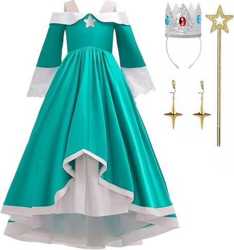Princess Rosalina Costume for Girls One Shoulder Fancy Dress Gowns with Accessories in Saudi Arabia