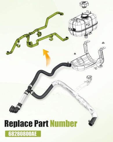 68280800AE Radiator Coolant Bottle Outlet Hose Fit for Jeep Wrangler 4 Cyl 2.0L 2018 2019 2020 2021 2022 2023 2024 in Kuwait