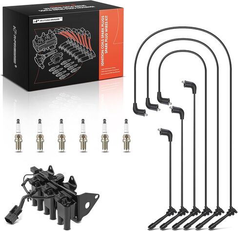 A-Premium 1 Ignition Coils with 6 Wire and 6 Iridium Spark Plugs Compatible with Kia Sportage 2005-2010 & Hyundai Tucson 2005-2009, 2.7L in Kuwait