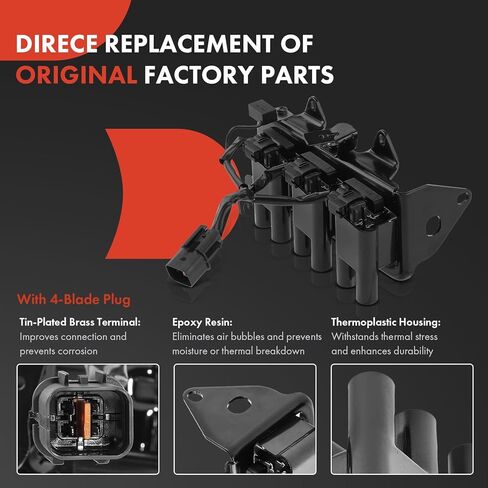 A-Premium 1 Ignition Coils with 6 Wire and 6 Iridium Spark Plugs Compatible with Kia Sportage 2005-2010 & Hyundai Tucson 2005-2009, 2.7L in Kuwait