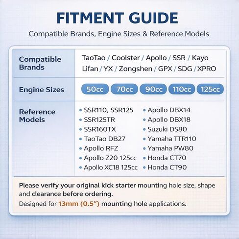 13mm Kick Starter Lever Kit with Fuel Line & Inline Fuel Filters, Fits Many 50cc 70cc 90cc 110cc 125cc Pit Bikes Dirt Bikes Trail Bikes, Compatible with TaoTao Apollo Coolster SSR in Kuwait