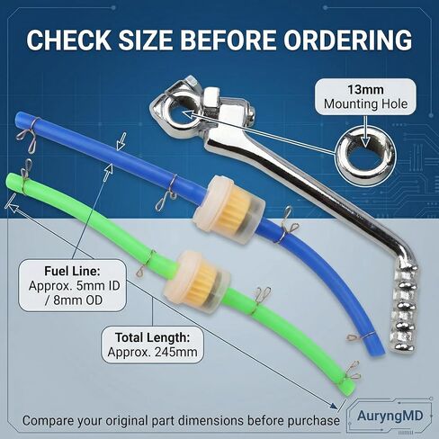 13mm Kick Starter Lever Kit with Fuel Line & Inline Fuel Filters, Fits Many 50cc 70cc 90cc 110cc 125cc Pit Bikes Dirt Bikes Trail Bikes, Compatible with TaoTao Apollo Coolster SSR in Kuwait
