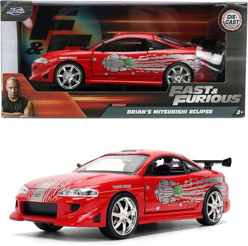 Jada Toys – Fast & Furious 1:24 Mitsubishi Eclipse (RX-7 Design) – Die-Cast Model Car, Detailed Exterior, Authentic Movie Replica, Collectible Toy – Ages 8+, Red in Kuwait