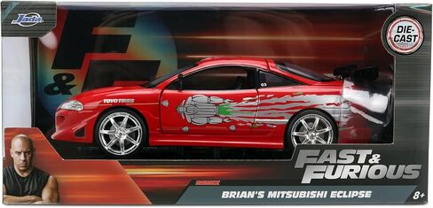 Jada Toys – Fast & Furious 1:24 Mitsubishi Eclipse (RX-7 Design) – Die-Cast Model Car, Detailed Exterior, Authentic Movie Replica, Collectible Toy – Ages 8+, Red in Kuwait