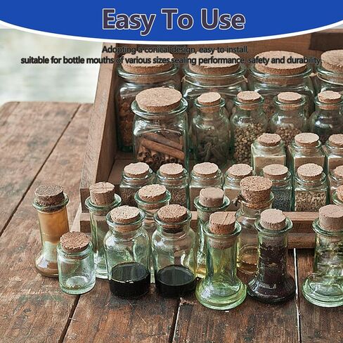 100Pack 10 Sizes Cork Stoppers,Small Corks Plugs For Bottles, Replacement Tapered Wooden Wine Stoppers for Apothecary Jar Small Bottle DIY in Saudi Arabia