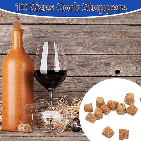 100Pack 10 Sizes Cork Stoppers,Small Corks Plugs For Bottles, Replacement Tapered Wooden Wine Stoppers for Apothecary Jar Small Bottle DIY in Saudi Arabia