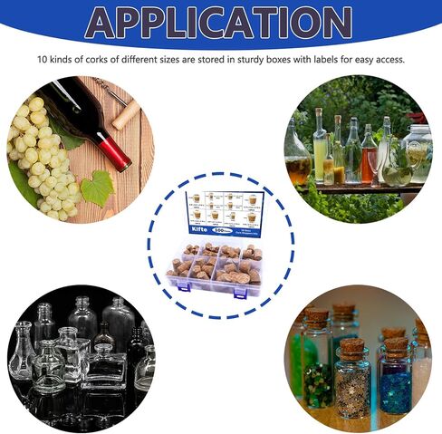 100Pack 10 Sizes Cork Stoppers,Small Corks Plugs For Bottles, Replacement Tapered Wooden Wine Stoppers for Apothecary Jar Small Bottle DIY in Saudi Arabia