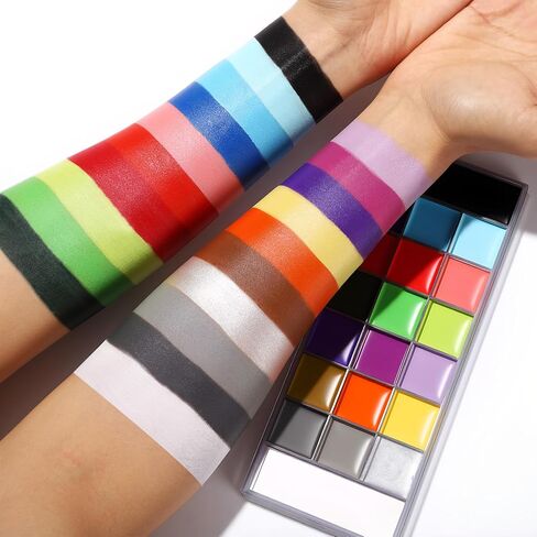 UCANBE Montmartre Face Body Paint Palette, 20 Colors Oil-Based Large Black & White Professional Painting Palette for Halloween FX Cosplay Party Costume Festival Stage Art Makeup Full Size 5.9oz in Kuwait