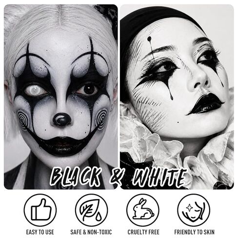 UCANBE Montmartre Face Body Paint Palette, 20 Colors Oil-Based Large Black & White Professional Painting Palette for Halloween FX Cosplay Party Costume Festival Stage Art Makeup Full Size 5.9oz in Kuwait