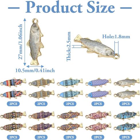 Beadthoven Enamel Fish Charms Pendants Alloy Fish Charms Summer Theme Fish Ocean Animal Dangle Charms for DIY Crafts Keychains Earrings Necklace Jewelry Making in Kuwait