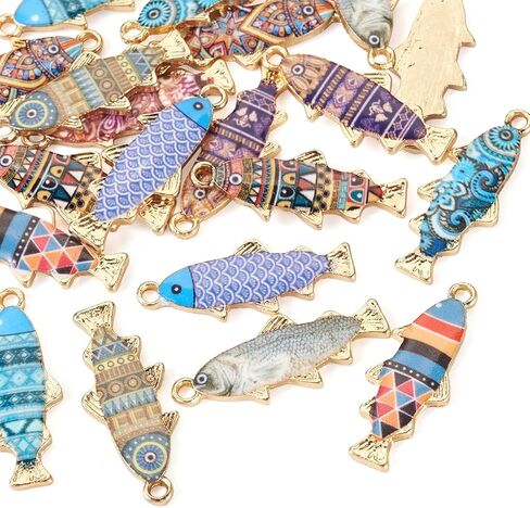 Beadthoven Enamel Fish Charms Pendants Alloy Fish Charms Summer Theme Fish Ocean Animal Dangle Charms for DIY Crafts Keychains Earrings Necklace Jewelry Making in Saudi Arabia