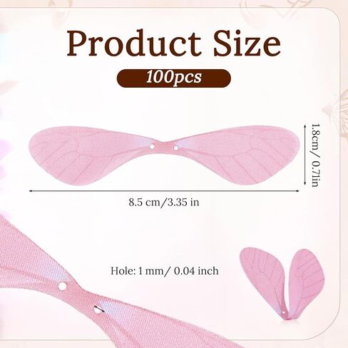 100PCS Artificial Dragonfly Wings Colorful Dragon Fly Wing for DIY Pendant Flying Keys Crafts Earrings Charms Jewelry Making Home Decorations in Kuwait
