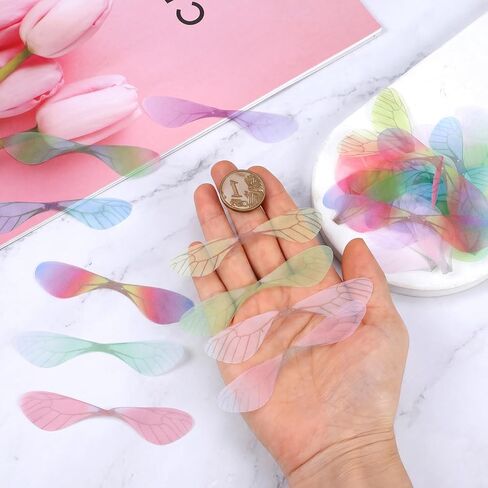 100PCS Artificial Dragonfly Wings Colorful Dragon Fly Wing for DIY Pendant Flying Keys Crafts Earrings Charms Jewelry Making Home Decorations in Kuwait