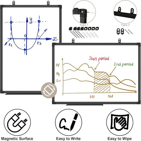 XBoard Magnetic Dry Erase Board/Whiteboard 18 X 12 Inches, White Board with Black Aluminum Frame for Home, School, Office in Saudi Arabia