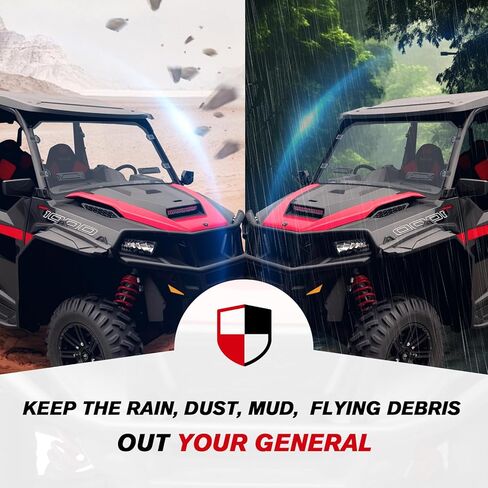 الزجاج الأمامي لـ Polaris General 1000، نافذة زجاجية كاملة مطلية بالصلب من البولي كربونات ذات فتحات تهوية كاملة لـ Polaris General 1000/4 1000 /XP 1000 /XP 4 1000 2016-2025، استبدال #2884337 in Kuwait