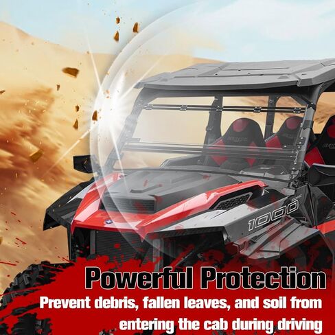 زجاج أمامي قابل للطي لملحقات Polaris General 1000/XP 1000 2016-2026، زجاج أمامي شفاف مطلي بطبقة صلبة مقاس 1/5 بوصة ومقاوم للخدش وقابل للتعديل، يمكن أن يكون نافذة مفتوحة/مغلقة/تنفيس بالكامل in Kuwait