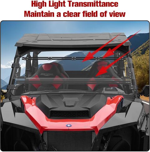 زجاج أمامي قابل للطي لملحقات Polaris General 1000/XP 1000 2016-2026، زجاج أمامي شفاف مطلي بطبقة صلبة مقاس 1/5 بوصة ومقاوم للخدش وقابل للتعديل، يمكن أن يكون نافذة مفتوحة/مغلقة/تنفيس بالكامل in Kuwait