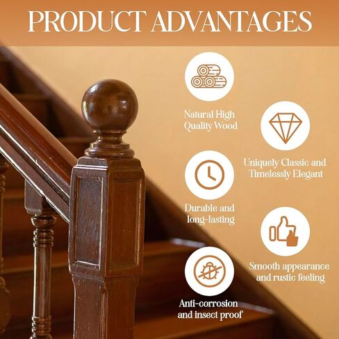 Leinuosen 2 Pcs 5.5" Large Unfinished Wood Finial, Solid Pine Decorative Wooden Bed Post Finial Topper, Pre Sanded Smooth Surface for Staircase Railing DIY Furniture Crafts Curtain Rod, 4-1/16" Wide in Kuwait