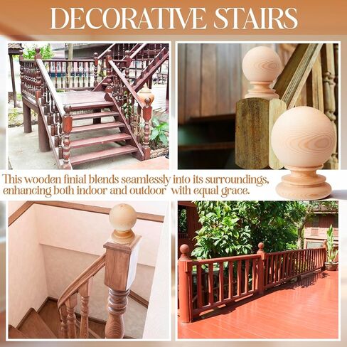 Leinuosen 2 Pcs 5.5" Large Unfinished Wood Finial, Solid Pine Decorative Wooden Bed Post Finial Topper, Pre Sanded Smooth Surface for Staircase Railing DIY Furniture Crafts Curtain Rod, 4-1/16" Wide in Kuwait