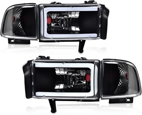 G-PLUS LED Headlights Assembly, Compatible with 1999-2002 Chevy Silverado,Fit 2000-2006 Chevy Tahoe/Suburban 1500 2500,Bumper Headlamps Smoky Lens Black Housing Amber Reflector Left & Right in Kuwait