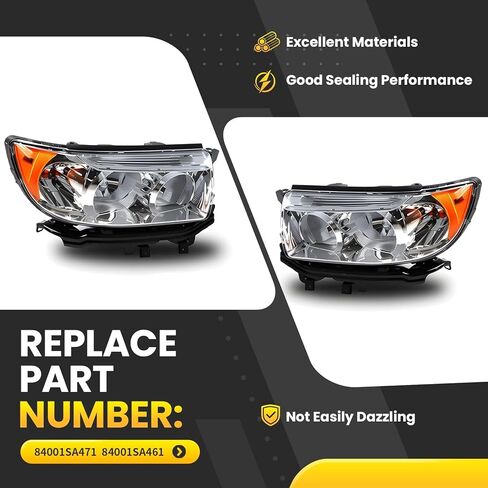 Pair Headlight Assembly Compatible with Forester 2006 2007 2008 Halogen Headlamp 84001SA471 84001SA461 Driver and Passenger Side in Kuwait