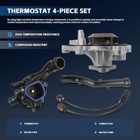 11538699290 مجموعة ترموستات للسيارة مكونة من 4 قطع متوافقة مع MINI R55 R60 R58 R56 R57 R59 استبدال # 12517646145 11537589713 11517648827 902-812 in Kuwait