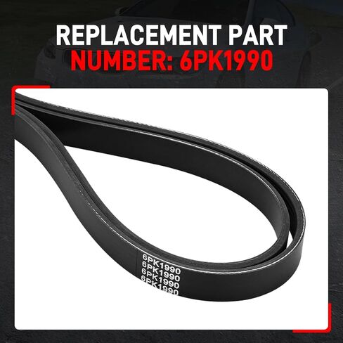 Bevinsee Serpentine Belt Replacement for 6PK1990 11287628650 Compatible with N52 Engine E90 E92 325i 328i 330i 128i 328i xDrive 323i 528i X3 X5 328xi 528xi 525i 525xi 530i 530xi 330xi 1990mm Black in Kuwait