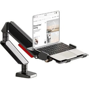 Listed TV Mount Laptop Mount with Adjustable Tray for 10-17"Notebook, Full Motion Gas Spring Mount Arm for 17-32"Monitor (Within 4.4~22.0lbs), C-Clamp and Grommet Base Motion TV Bracket(Black) in Saudi Arabia